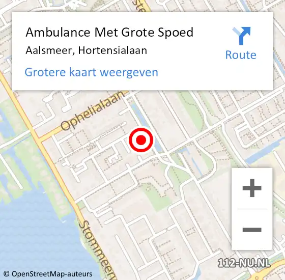 Locatie op kaart van de 112 melding: Ambulance Met Grote Spoed Naar Aalsmeer, Hortensialaan op 1 februari 2024 10:44