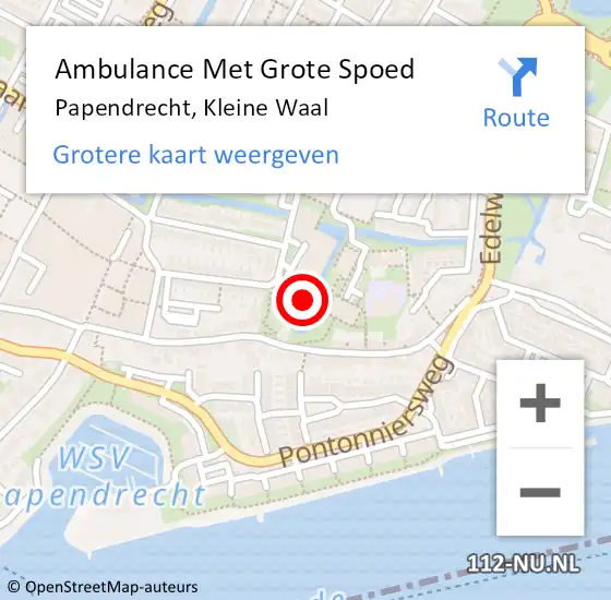 Locatie op kaart van de 112 melding: Ambulance Met Grote Spoed Naar Papendrecht, Kleine Waal op 1 februari 2024 10:50