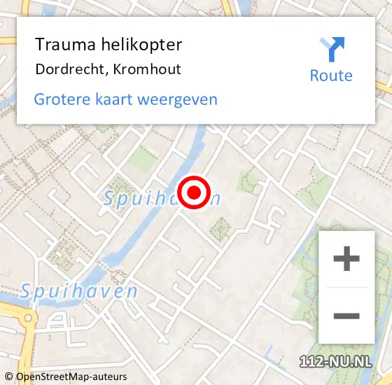 Locatie op kaart van de 112 melding: Trauma helikopter Dordrecht, Kromhout op 1 februari 2024 10:52