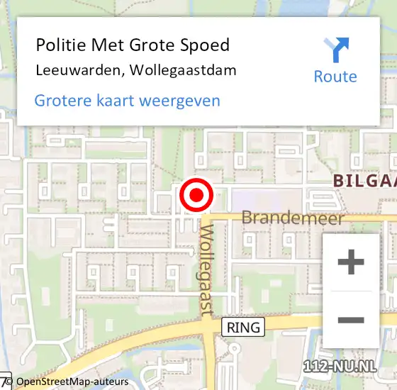 Locatie op kaart van de 112 melding: Politie Met Grote Spoed Naar Leeuwarden, Wollegaastdam op 1 februari 2024 11:15