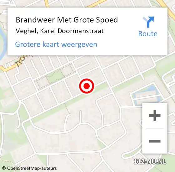 Locatie op kaart van de 112 melding: Brandweer Met Grote Spoed Naar Veghel, Karel Doormanstraat op 1 februari 2024 11:28