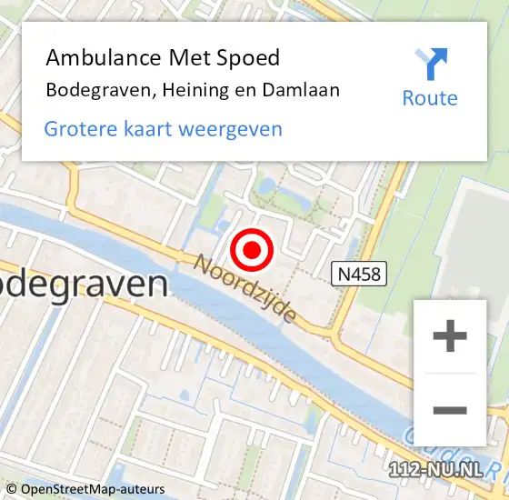 Locatie op kaart van de 112 melding: Ambulance Met Spoed Naar Bodegraven, Heining en Damlaan op 1 februari 2024 11:39