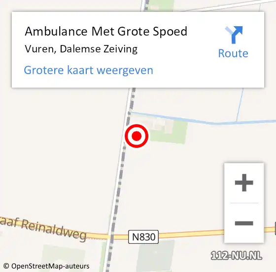 Locatie op kaart van de 112 melding: Ambulance Met Grote Spoed Naar Vuren, Dalemse Zeiving op 1 februari 2024 11:41