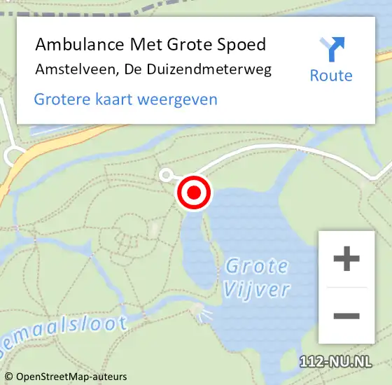 Locatie op kaart van de 112 melding: Ambulance Met Grote Spoed Naar Amstelveen, De Duizendmeterweg op 1 februari 2024 11:53