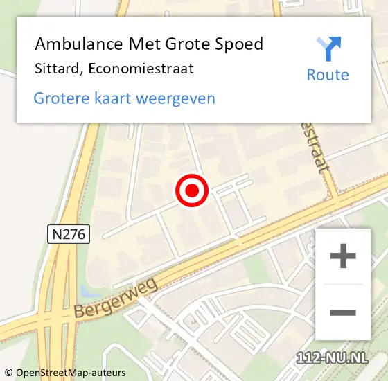 Locatie op kaart van de 112 melding: Ambulance Met Grote Spoed Naar Sittard, Economiestraat op 1 februari 2024 11:57