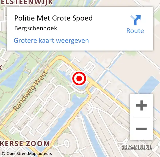 Locatie op kaart van de 112 melding: Politie Met Grote Spoed Naar Bergschenhoek op 1 februari 2024 11:59