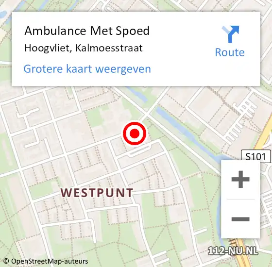 Locatie op kaart van de 112 melding: Ambulance Met Spoed Naar Hoogvliet, Kalmoesstraat op 1 februari 2024 12:06