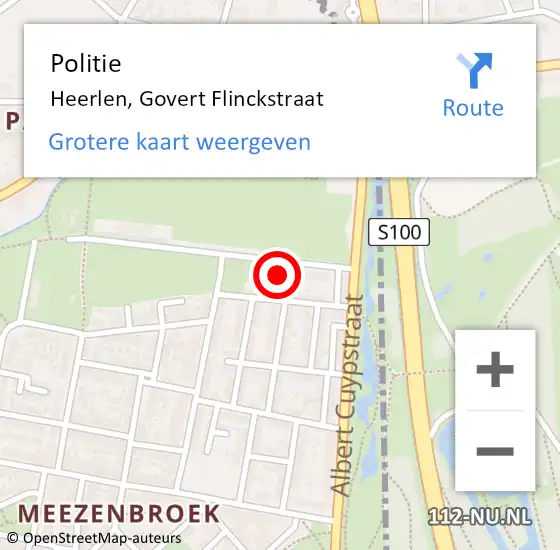 Locatie op kaart van de 112 melding: Politie Heerlen, Govert Flinckstraat op 1 februari 2024 12:17