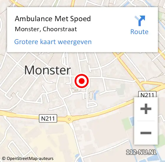 Locatie op kaart van de 112 melding: Ambulance Met Spoed Naar Monster, Choorstraat op 1 februari 2024 12:18