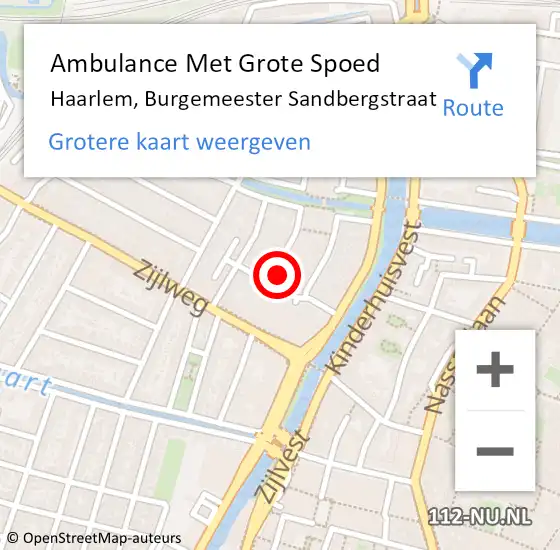 Locatie op kaart van de 112 melding: Ambulance Met Grote Spoed Naar Haarlem, Burgemeester Sandbergstraat op 1 februari 2024 12:20