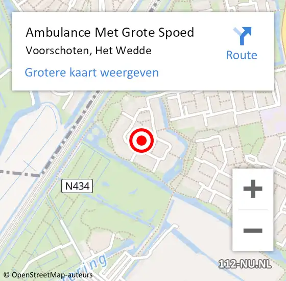 Locatie op kaart van de 112 melding: Ambulance Met Grote Spoed Naar Voorschoten, Het Wedde op 1 februari 2024 12:22