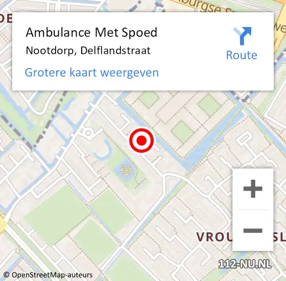 Locatie op kaart van de 112 melding: Ambulance Met Spoed Naar Nootdorp, Delflandstraat op 1 februari 2024 12:34