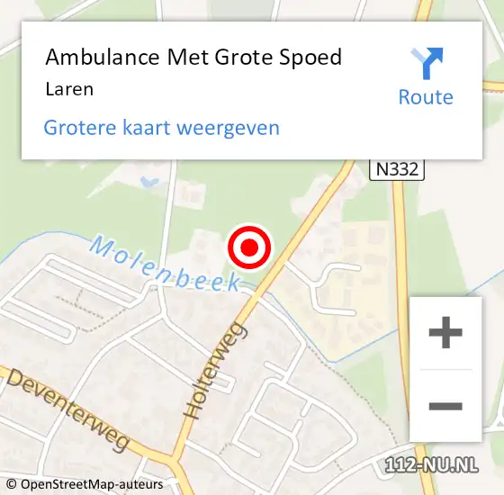 Locatie op kaart van de 112 melding: Ambulance Met Grote Spoed Naar Laren op 1 februari 2024 13:08