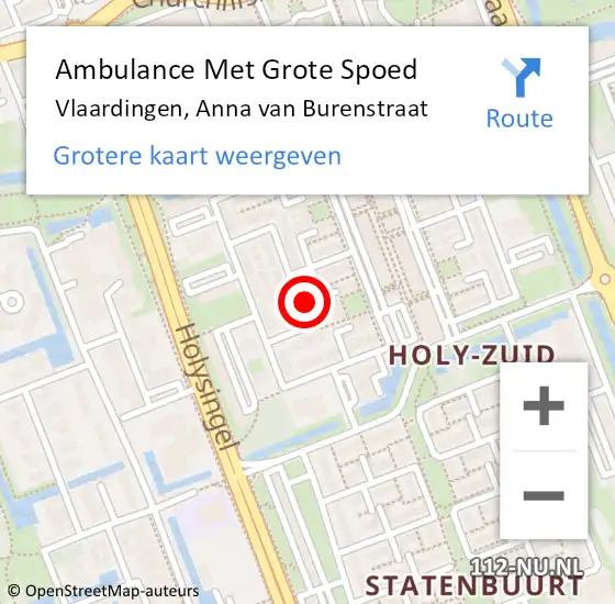 Locatie op kaart van de 112 melding: Ambulance Met Grote Spoed Naar Vlaardingen, Anna van Burenstraat op 1 februari 2024 13:10