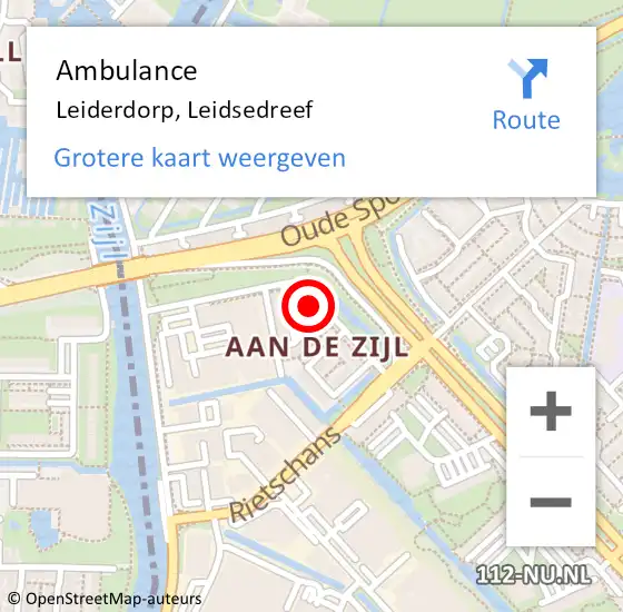Locatie op kaart van de 112 melding: Ambulance Leiderdorp, Leidsedreef op 1 februari 2024 13:18