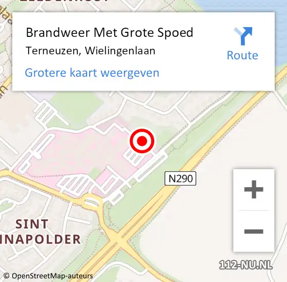 Locatie op kaart van de 112 melding: Brandweer Met Grote Spoed Naar Terneuzen, Wielingenlaan op 1 februari 2024 13:24