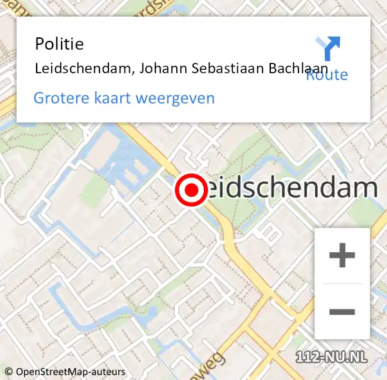 Locatie op kaart van de 112 melding: Politie Leidschendam, Johann Sebastiaan Bachlaan op 24 september 2014 10:42