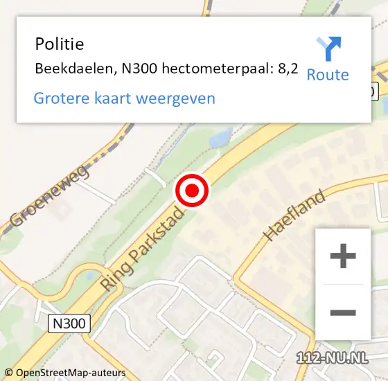 Locatie op kaart van de 112 melding: Politie Beekdaelen, N300 hectometerpaal: 8,2 op 1 februari 2024 13:43