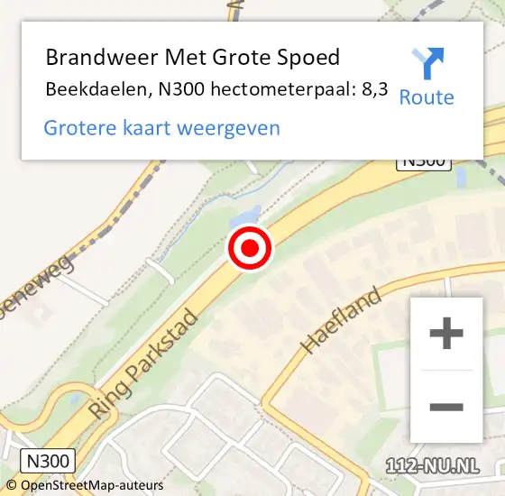 Locatie op kaart van de 112 melding: Brandweer Met Grote Spoed Naar Beekdaelen, N300 hectometerpaal: 8,3 op 1 februari 2024 13:43