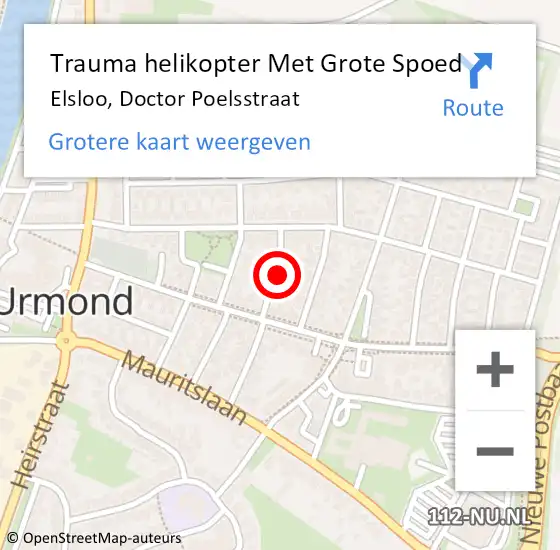 Locatie op kaart van de 112 melding: Trauma helikopter Met Grote Spoed Naar Elsloo, Doctor Poelsstraat op 1 februari 2024 13:50