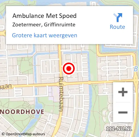 Locatie op kaart van de 112 melding: Ambulance Met Spoed Naar Zoetermeer, Griffinruimte op 1 februari 2024 13:53