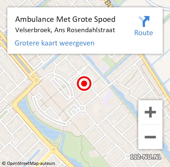 Locatie op kaart van de 112 melding: Ambulance Met Grote Spoed Naar Velserbroek, Ans Rosendahlstraat op 1 februari 2024 13:58