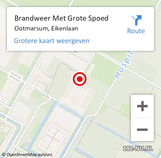 Locatie op kaart van de 112 melding: Brandweer Met Grote Spoed Naar Ootmarsum, Eikenlaan op 1 februari 2024 14:02