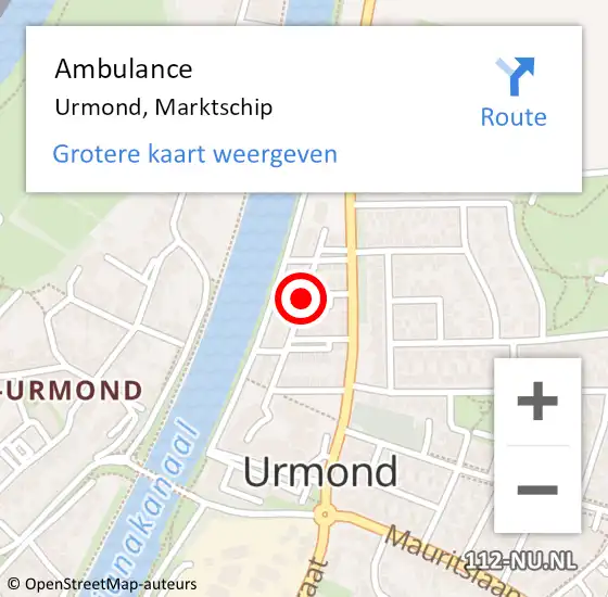 Locatie op kaart van de 112 melding: Ambulance Urmond, Marktschip op 24 september 2014 10:46