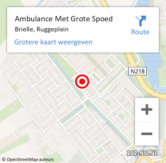 Locatie op kaart van de 112 melding: Ambulance Met Grote Spoed Naar Brielle, Ruggeplein op 1 februari 2024 14:20