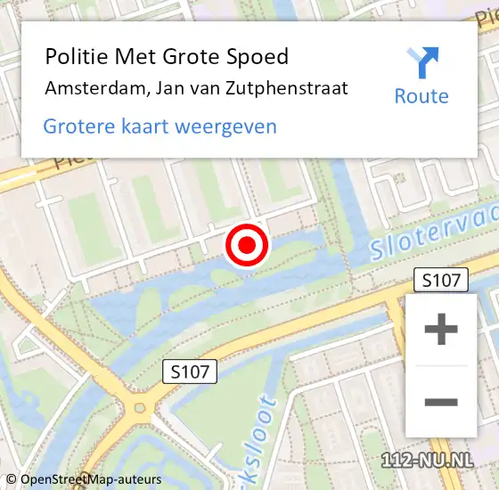 Locatie op kaart van de 112 melding: Politie Met Grote Spoed Naar Amsterdam, Jan van Zutphenstraat op 1 februari 2024 14:42