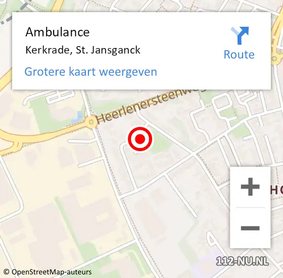 Locatie op kaart van de 112 melding: Ambulance Kerkrade, St. Jansganck op 24 september 2014 10:49