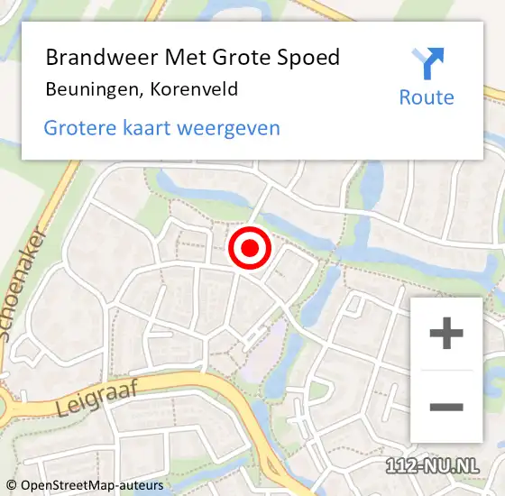 Locatie op kaart van de 112 melding: Brandweer Met Grote Spoed Naar Beuningen, Korenveld op 1 februari 2024 14:46