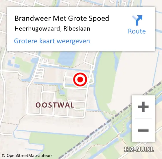 Locatie op kaart van de 112 melding: Brandweer Met Grote Spoed Naar Heerhugowaard, Ribeslaan op 1 februari 2024 14:48