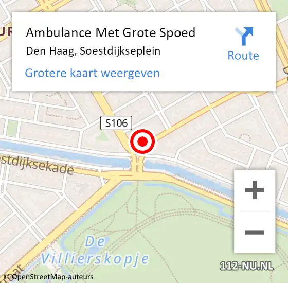 Locatie op kaart van de 112 melding: Ambulance Met Grote Spoed Naar Den Haag, Soestdijkseplein op 1 februari 2024 14:52