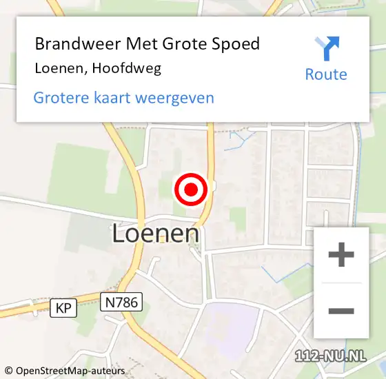 Locatie op kaart van de 112 melding: Brandweer Met Grote Spoed Naar Loenen, Hoofdweg op 1 februari 2024 15:15