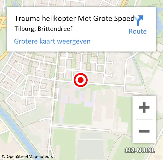 Locatie op kaart van de 112 melding: Trauma helikopter Met Grote Spoed Naar Tilburg, Brittendreef op 1 februari 2024 15:32