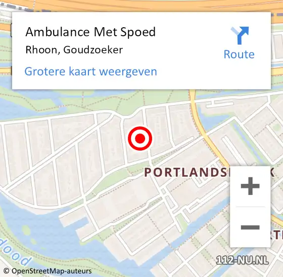 Locatie op kaart van de 112 melding: Ambulance Met Spoed Naar Rhoon, Goudzoeker op 1 februari 2024 15:36