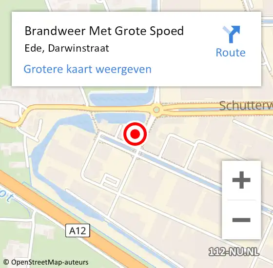 Locatie op kaart van de 112 melding: Brandweer Met Grote Spoed Naar Ede, Darwinstraat op 1 februari 2024 15:37