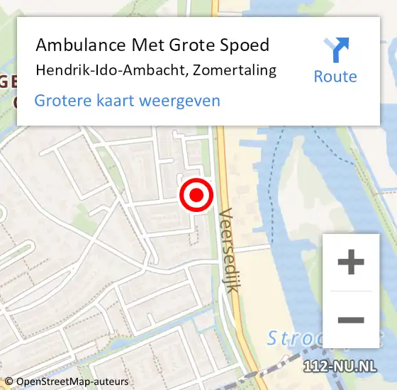 Locatie op kaart van de 112 melding: Ambulance Met Grote Spoed Naar Hendrik-Ido-Ambacht, Zomertaling op 1 februari 2024 15:38