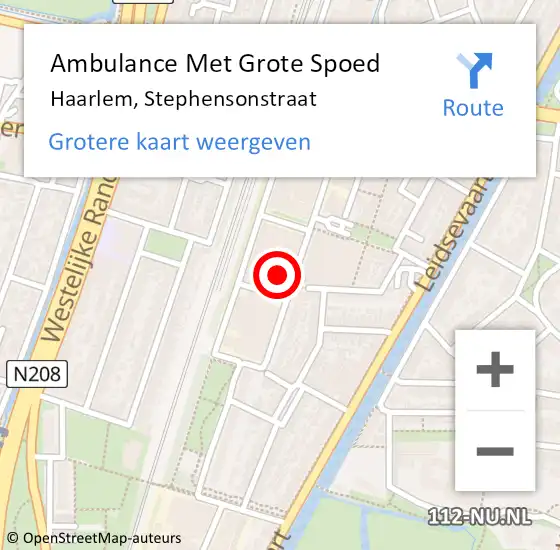 Locatie op kaart van de 112 melding: Ambulance Met Grote Spoed Naar Haarlem, Stephensonstraat op 1 februari 2024 16:13