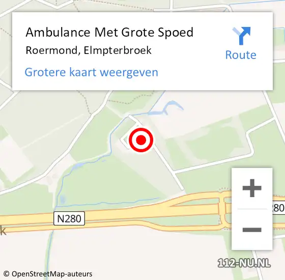 Locatie op kaart van de 112 melding: Ambulance Met Grote Spoed Naar Roermond, Elmpterbroek op 1 februari 2024 16:20