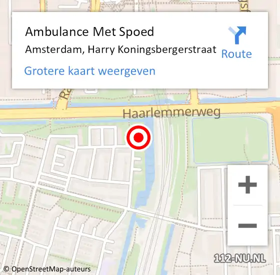 Locatie op kaart van de 112 melding: Ambulance Met Spoed Naar Amsterdam, Harry Koningsbergerstraat op 1 februari 2024 16:31