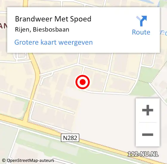 Locatie op kaart van de 112 melding: Brandweer Met Spoed Naar Rijen, Biesbosbaan op 1 februari 2024 16:51