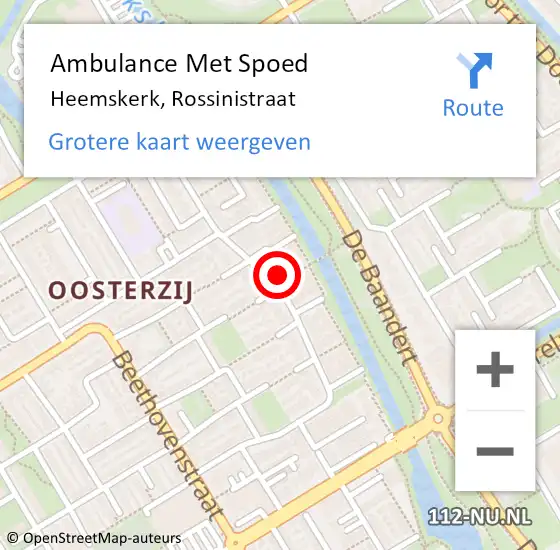 Locatie op kaart van de 112 melding: Ambulance Met Spoed Naar Heemskerk, Rossinistraat op 1 februari 2024 16:56