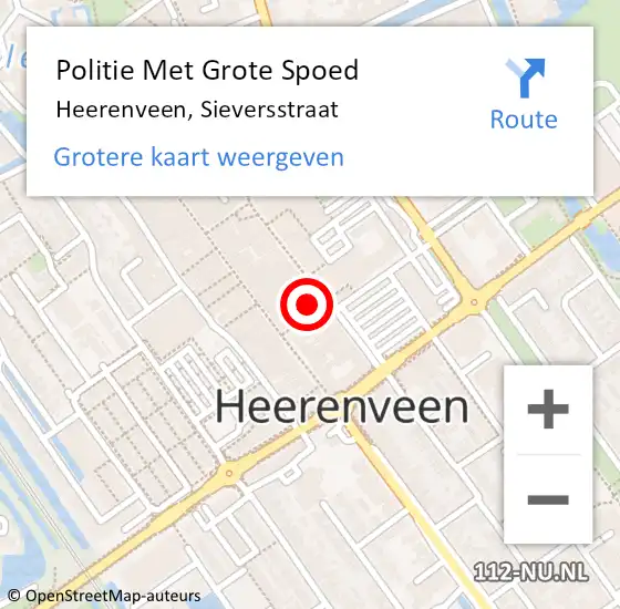 Locatie op kaart van de 112 melding: Politie Met Grote Spoed Naar Heerenveen, Sieversstraat op 1 februari 2024 17:04