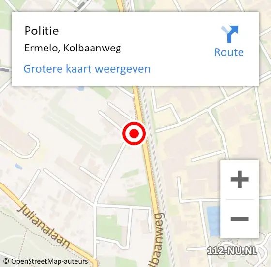 Locatie op kaart van de 112 melding: Politie Ermelo, Kolbaanweg op 1 februari 2024 17:05