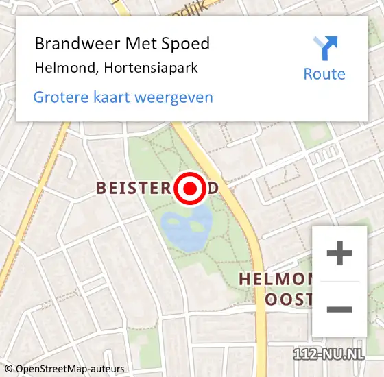 Locatie op kaart van de 112 melding: Brandweer Met Spoed Naar Helmond, Hortensiapark op 1 februari 2024 17:05