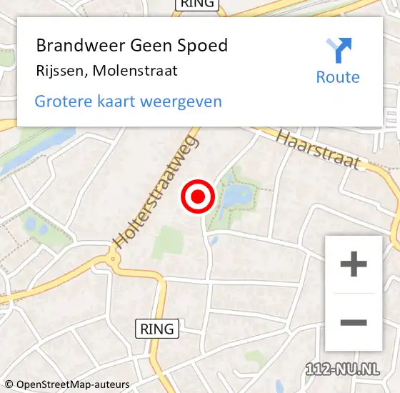 Locatie op kaart van de 112 melding: Brandweer Geen Spoed Naar Rijssen, Molenstraat op 1 februari 2024 17:05