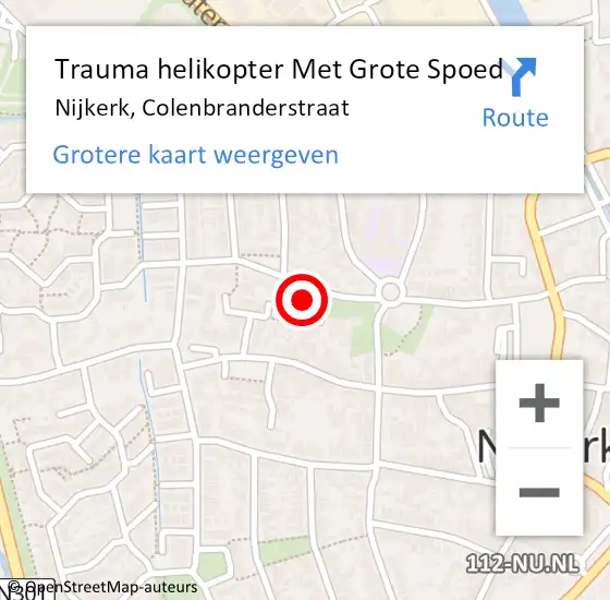 Locatie op kaart van de 112 melding: Trauma helikopter Met Grote Spoed Naar Nijkerk, Colenbranderstraat op 1 februari 2024 17:13