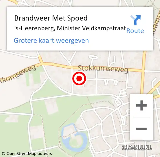 Locatie op kaart van de 112 melding: Brandweer Met Spoed Naar 's-Heerenberg, Minister Veldkampstraat op 1 februari 2024 17:15